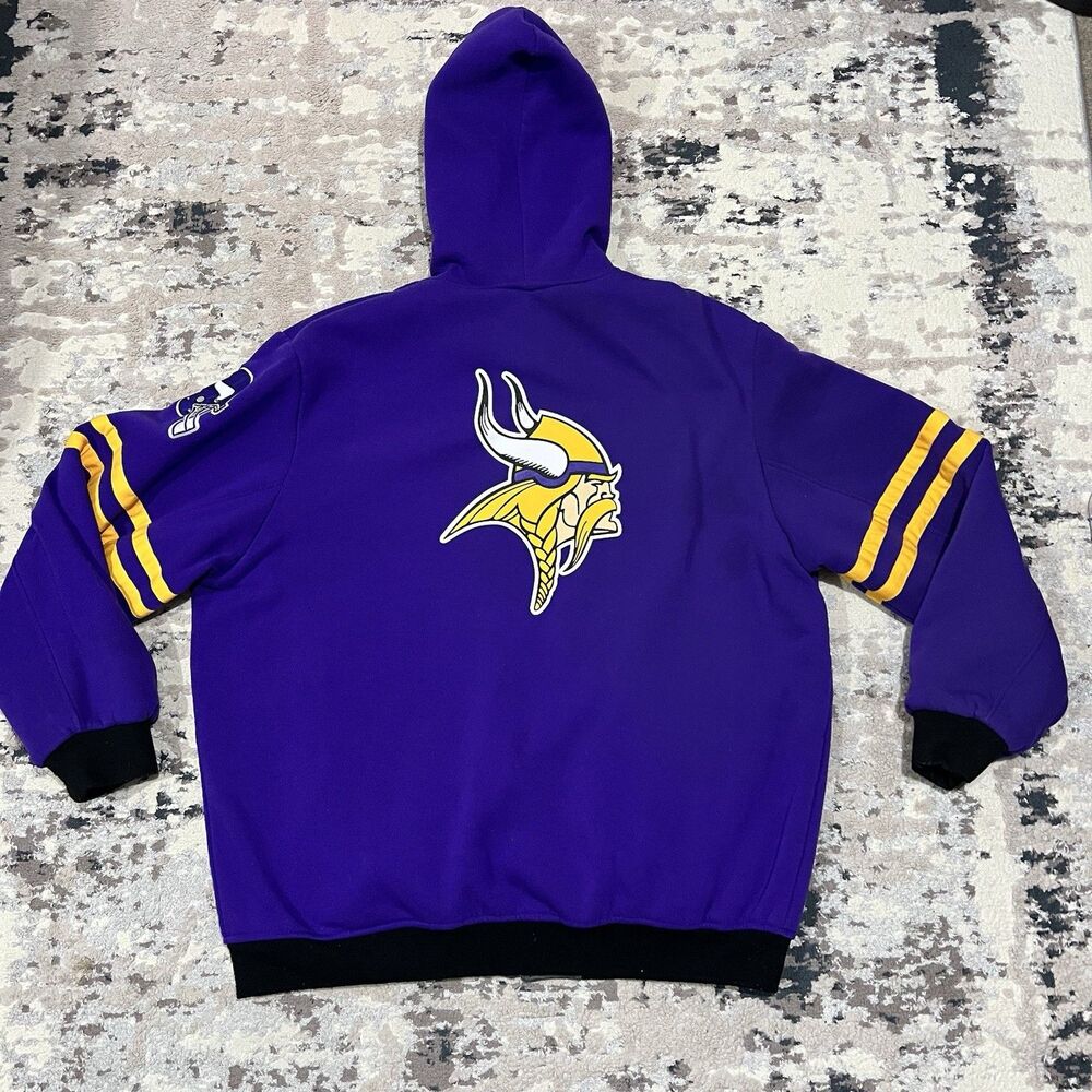 Vintage Minnesota Vikings Reversible Hooded Jacket 2XL Purple/Gray GIII NFL Logo - Picture 3 of 16
